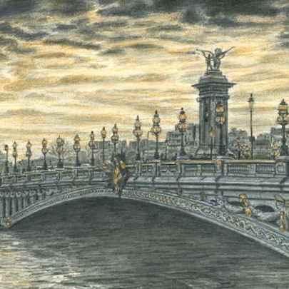 Drawing of Pont Alexandre III, Paris