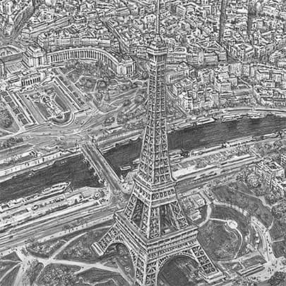 Plane view of Eiffel Tower (Limited Edition of 25) - Drawings