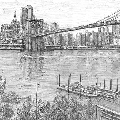 3D Brooklyn Bridge, Manhattan - Limited Edition of 25 - Drawings