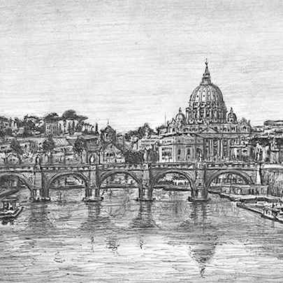 Drawing of Rome, Italy