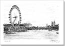 Birds Eye View of London Eye and Houses of Parliament - Originals for sale