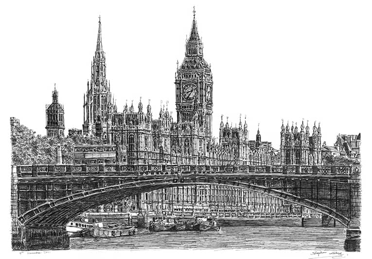 Houses of Parliament - drawings and paintings by Stephen Wiltshire MBE
