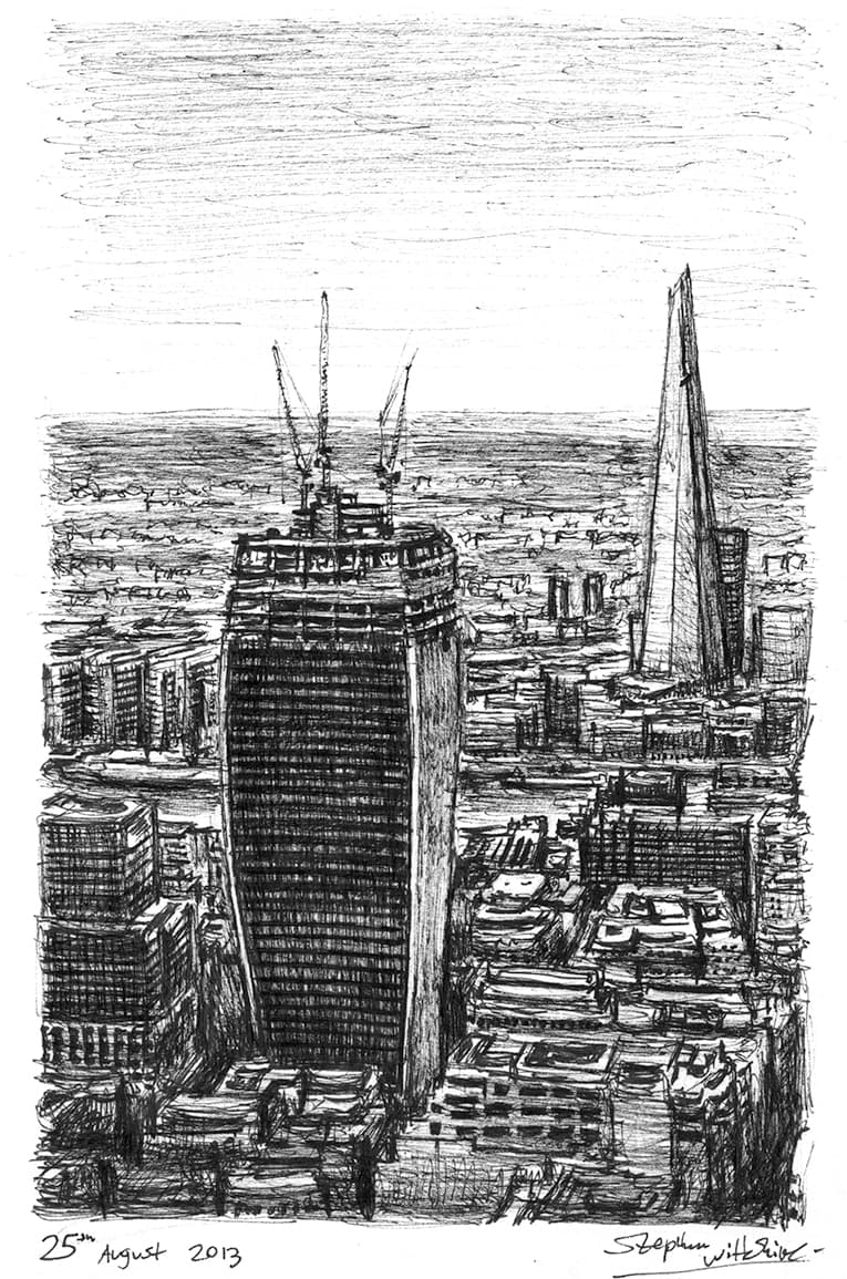 Walkie Talkie under construction - Original Drawings and Prints for Sale