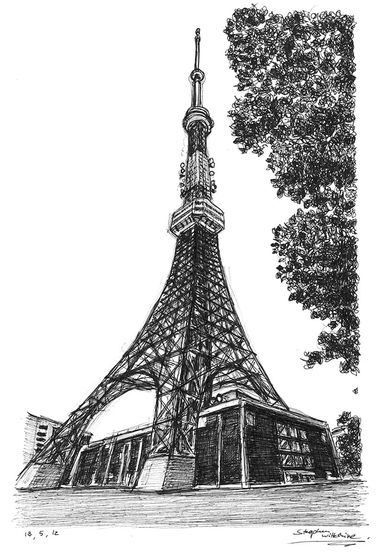 Tokyo Tower - Original Drawings and Prints for Sale