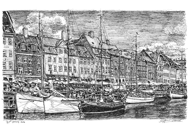 Nyhavn, Copenhagen - Original Drawings and Prints for Sale