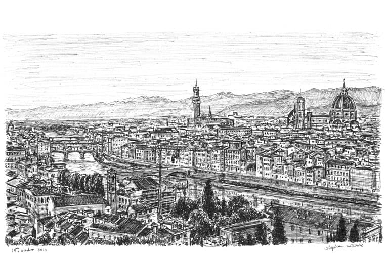 City of Florence - Original Drawings and Prints for Sale