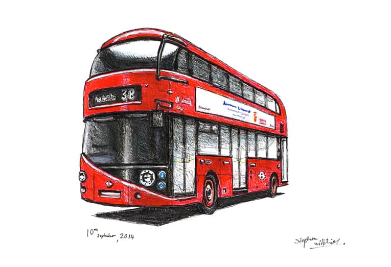 The new Routemaster bus - Original Drawings and Prints for Sale