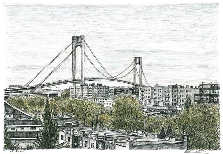Verrazano Narrows Bridge - Original Drawings and Prints for Sale