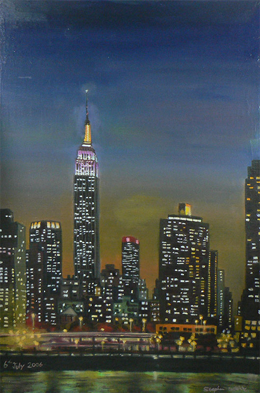 Empire State Building at night - Original Drawings and Prints for Sale