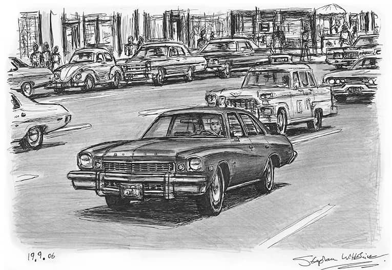 TV series Kojak Buick Century - Original Drawings and Prints for Sale