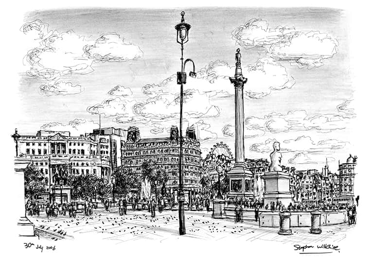 Trafalgar Square London - Original Drawings and Prints for Sale