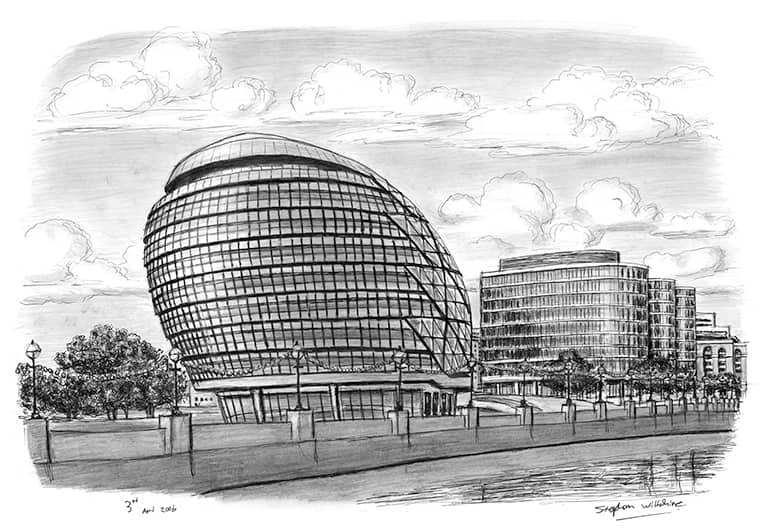 New Mayors Office City Hall - Original Drawings and Prints for Sale