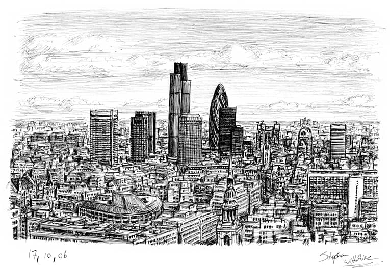 London City Skyline - Original Drawings and Prints for Sale