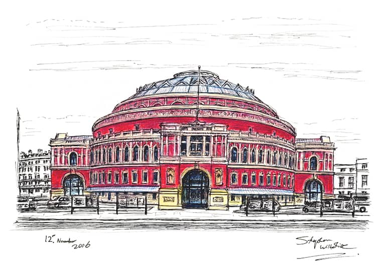 Royal Albert Hall in colour - Original Drawings and Prints for Sale