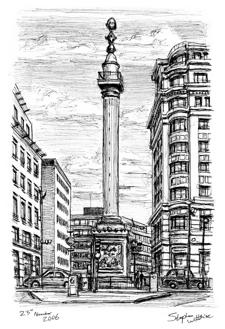 Monument in the City of London - Original Drawings and Prints for Sale