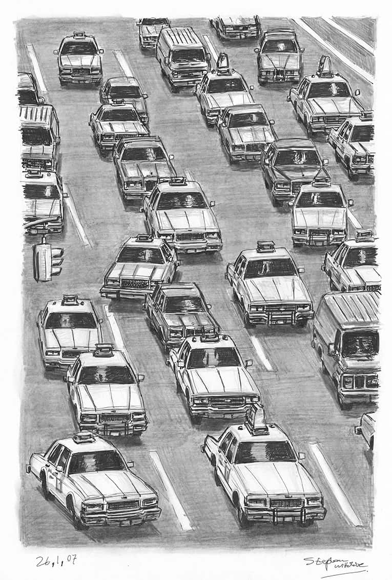 New York Taxis - Original Drawings and Prints for Sale