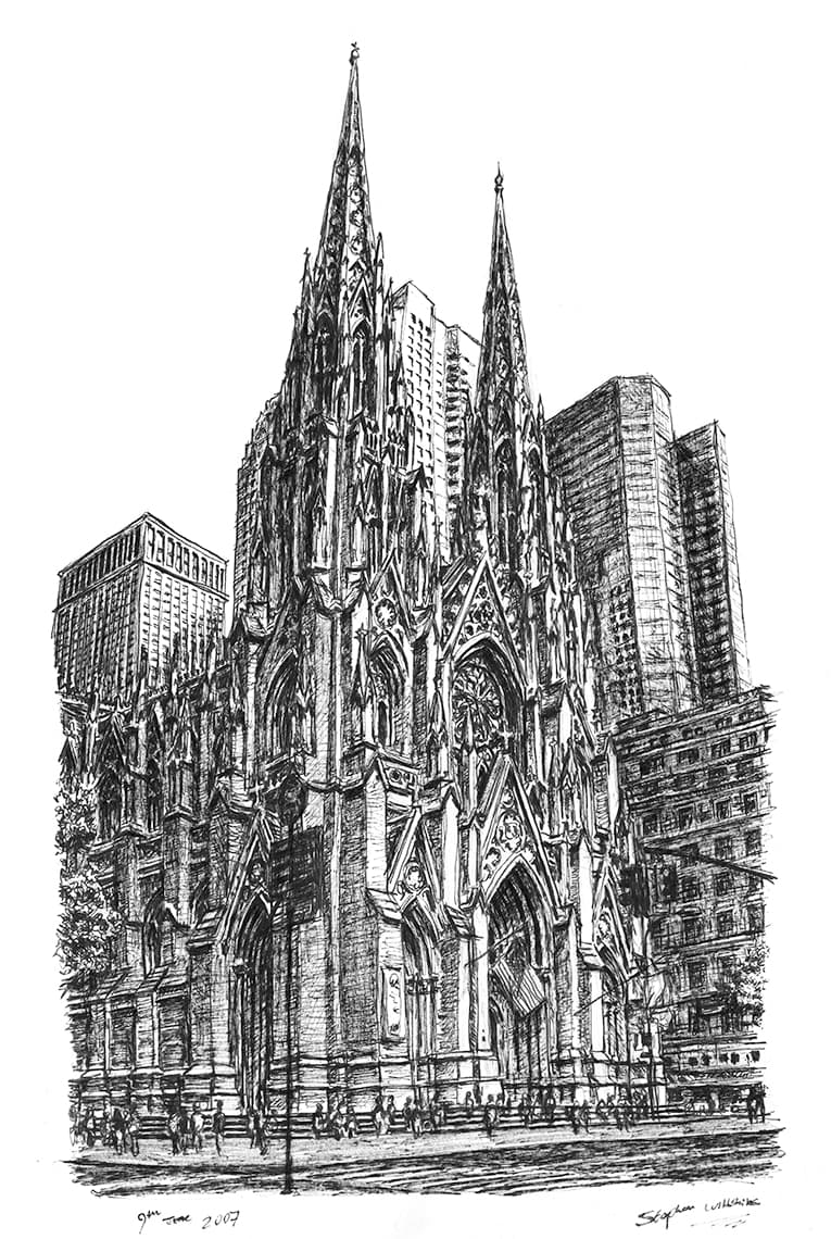 St Patricks Church New York - Original Drawings and Prints for Sale