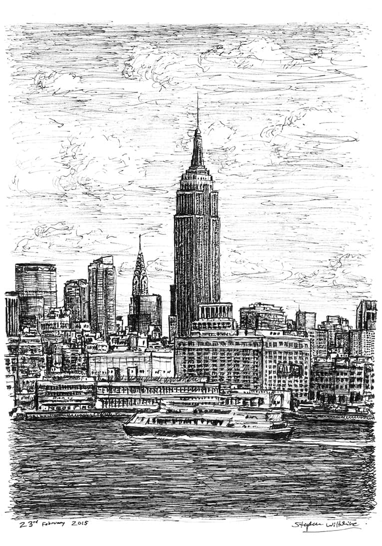 Empire State Building NYC - Original Drawings and Prints for Sale