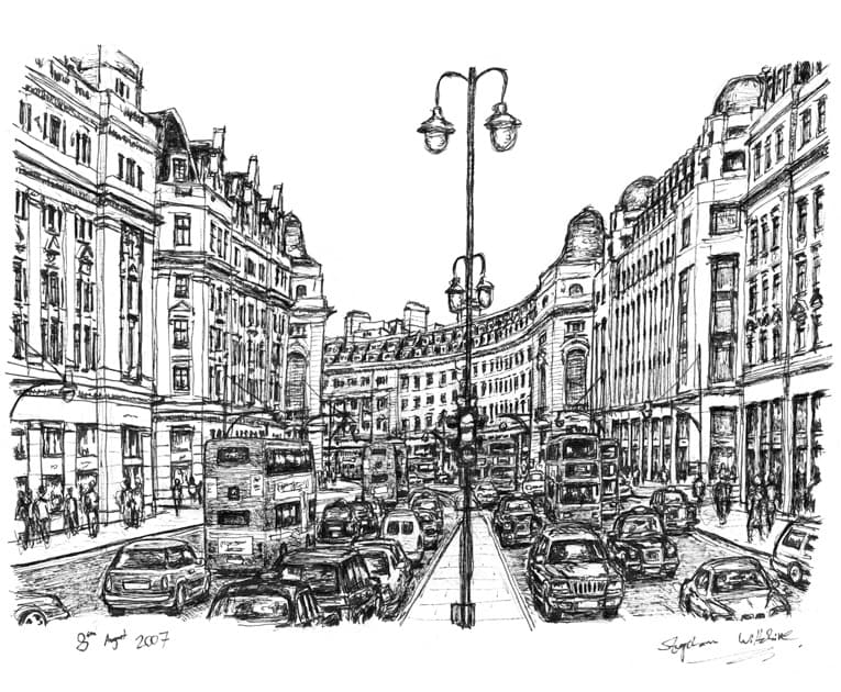 Regent Street London - Original Drawings and Prints for Sale
