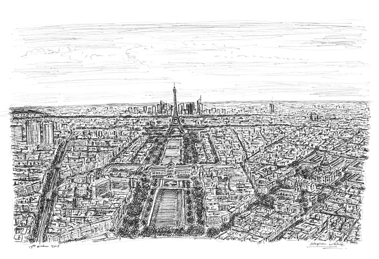 Paris skyline - Original Drawings and Prints for Sale