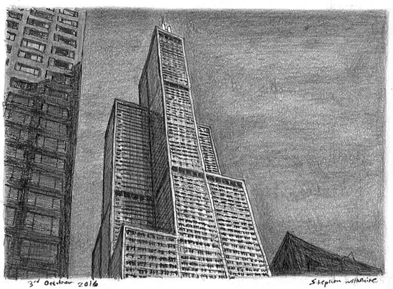 Sears Tower Chicago USA - Original Drawings and Prints for Sale