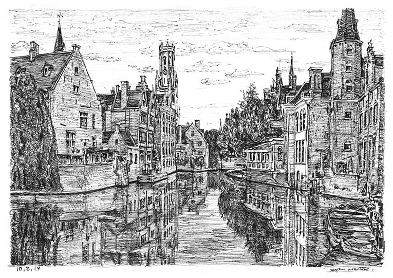 Bruges, Belgium - Original Drawings and Prints for Sale
