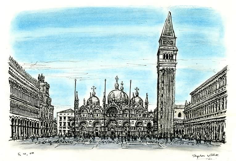 St Marks Square - San Marco - Original Drawings and Prints for Sale