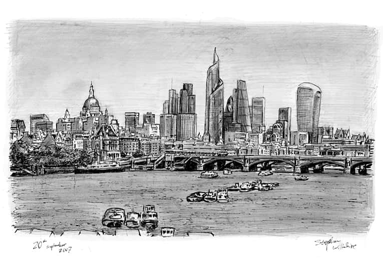 The Changing London Skyline - Original Drawings and Prints for Sale
