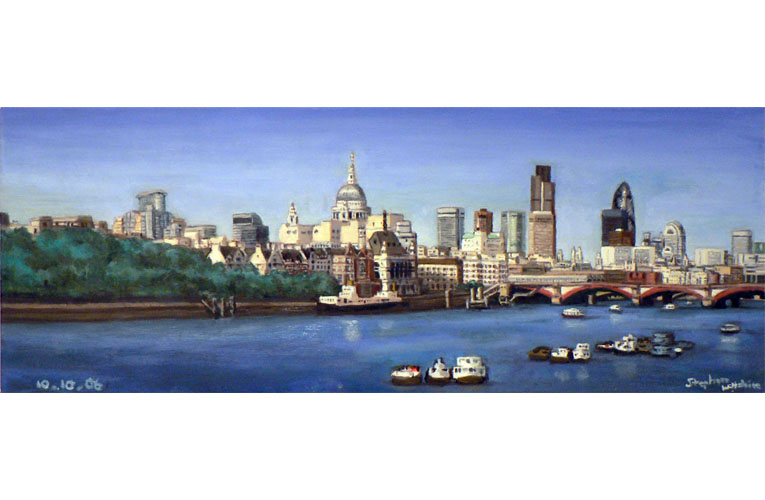 London Skyline - oil on canvas - Original Drawings and Prints for Sale