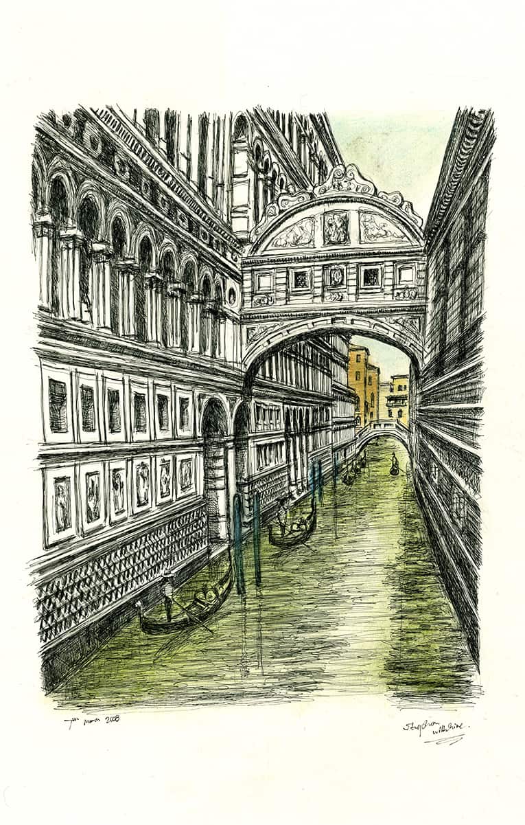Bridge of Sighs in Venice - Original Drawings and Prints for Sale