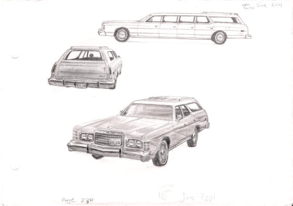 197578 Ford LTD Station Wagon drawings and paintings by Stephen Wiltshire 