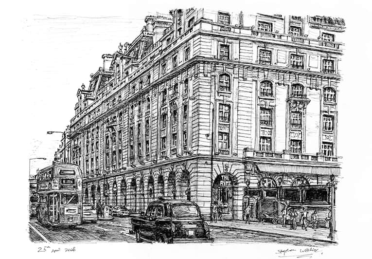 The Ritz Hotel, Piccadilly, London - Original Drawings and Prints for Sale