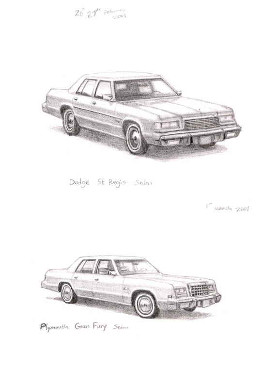 Dodge St Regis Sedan - Original Drawings and Prints for Sale