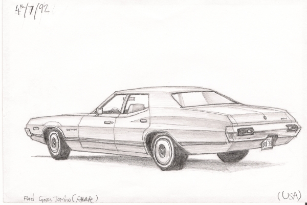 Ford Gran Torino - Original Drawings and Prints for Sale