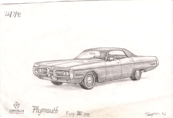 1972 Plymouth Fury III - Original Drawings and Prints for Sale