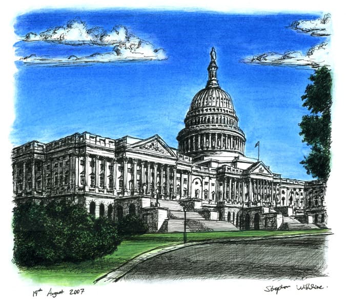 Capitol Hill, Washington DC - Original Drawings and Prints for Sale