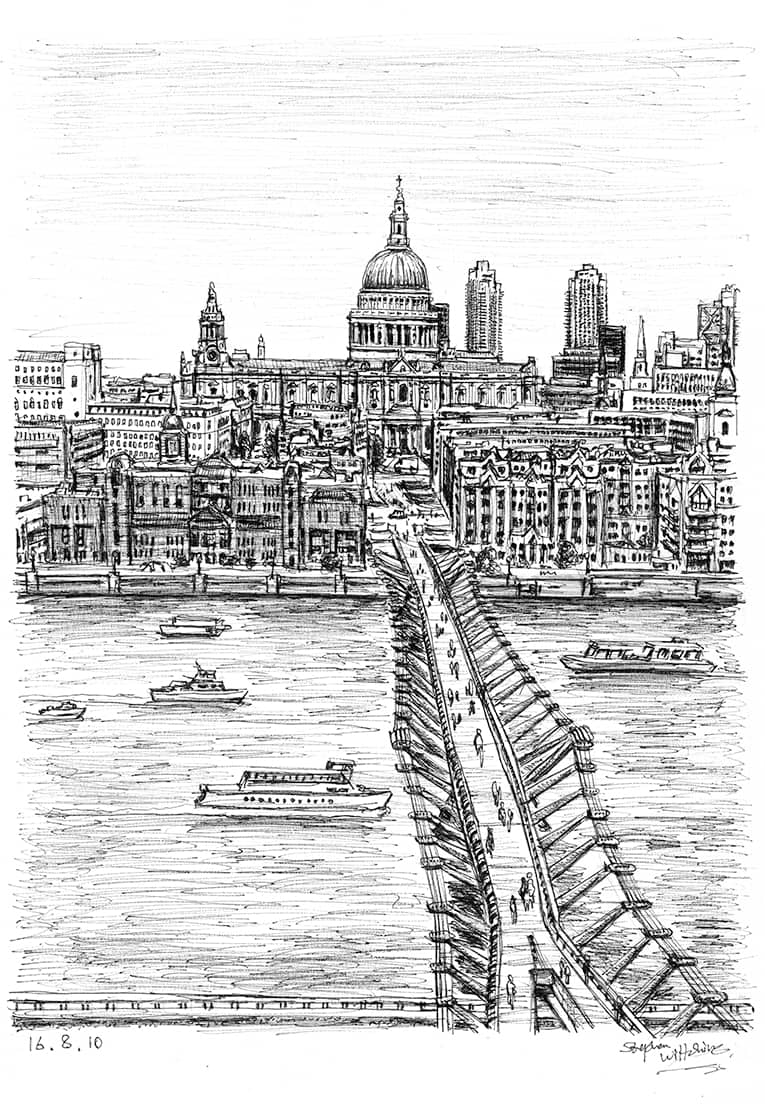 Millennium Bridge - Original Drawings and Prints for Sale