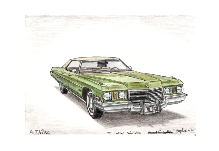 1972 Cadillac Sen De Ville drawings and paintings by Stephen Wiltshire MBE