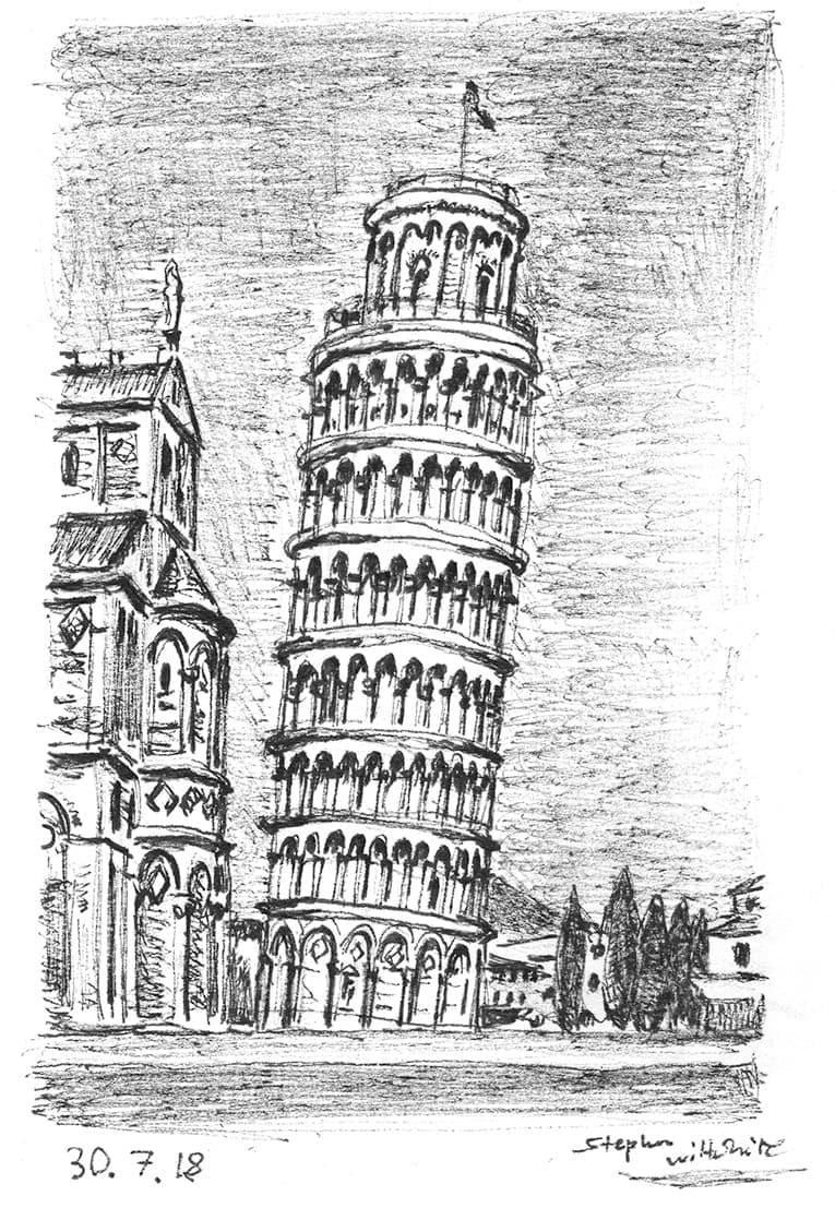 Leaning Tower of Pisa  Italy - Original Drawings and Prints for Sale