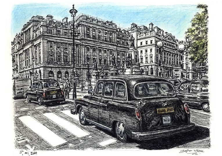 London Taxi - Original Drawings and Prints for Sale