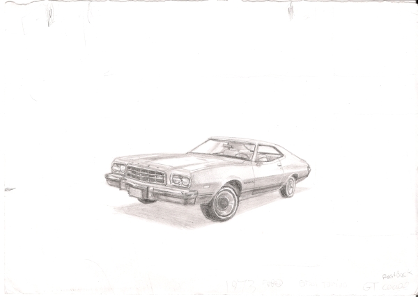 1973 Ford Gran Torino Sports Coupe - Original Drawings and Prints for Sale