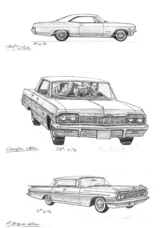 1959-1964-1965 Chevy Impala - Original Drawings and Prints for Sale