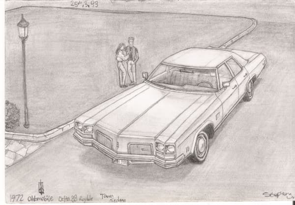 1972 Oldsmobile Delta 88 Royale Town Sedan - Original Drawings and Prints for Sale