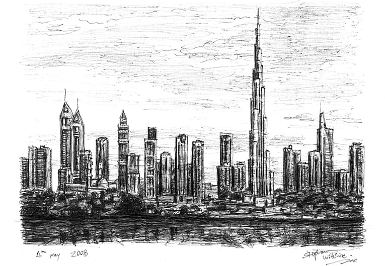 Burj Tower - Original Drawings and Prints for Sale