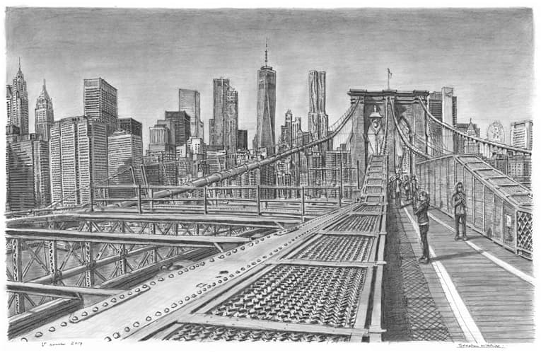 Brooklyn Bridge New York City Limited Edition of 50 - Original Drawings and Prints for Sale