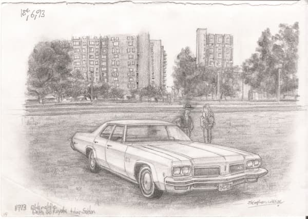 1973 Oldmobile Delta 88 Royale - Original Drawings and Prints for Sale