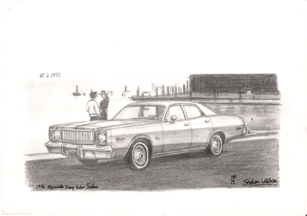 1976 Plymouth Fury 4 door Sedan - Original Drawings and Prints for Sale