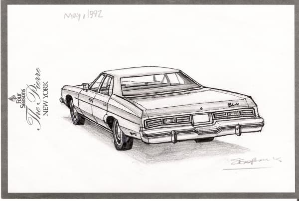 1975 Chevy Impala Sedan - Original Drawings and Prints for Sale