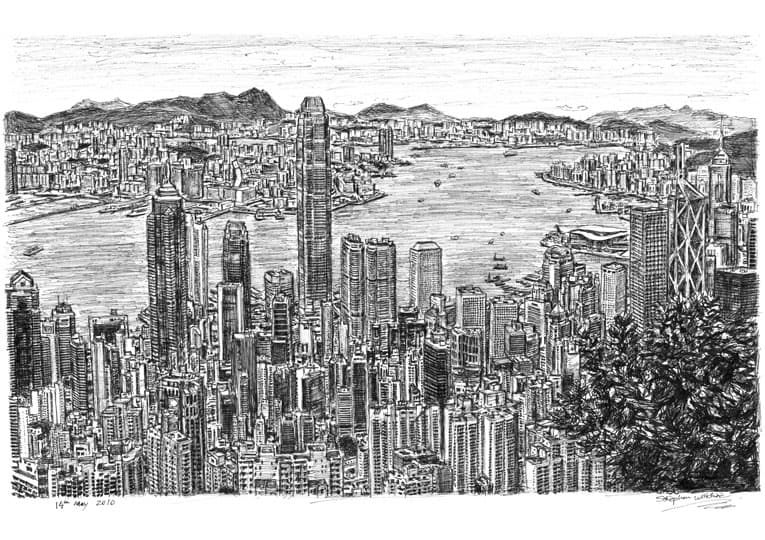 Hong Kong Skyline 2010 - drawings and paintings by Stephen Wiltshire MBE
