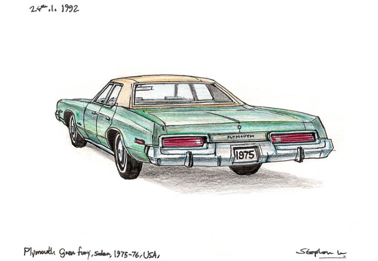 1975 Plymouth Gran Fury Sedan - Original Drawings and Prints for Sale